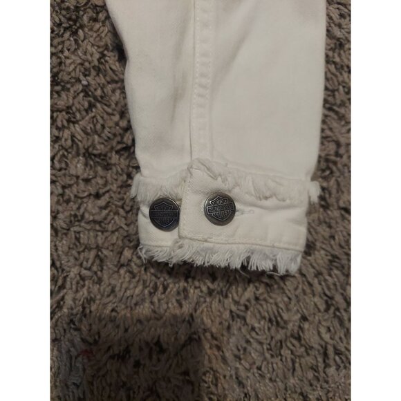 Official Harley Davidson Women's Jacket And Jeans White Fringe Size8 Motorcycle - Picture 5 of 16